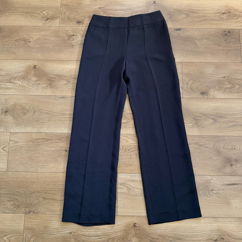 Akris 100 Silk Black Dress Pants Straight Leg Made In Switzerland